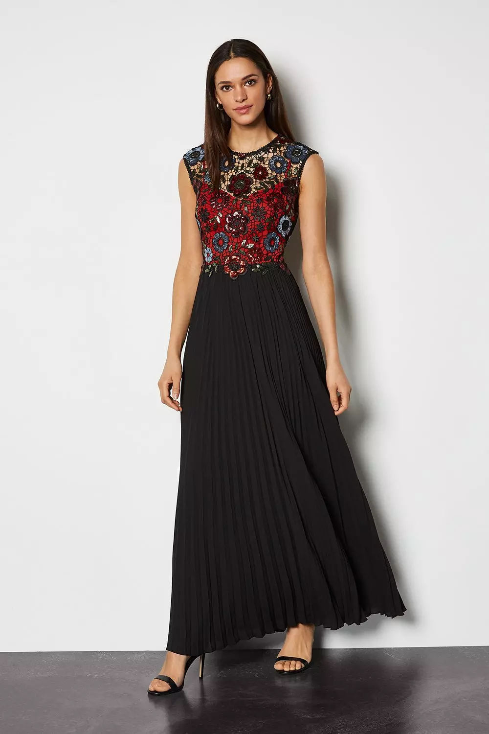 sequin lace maxi dress