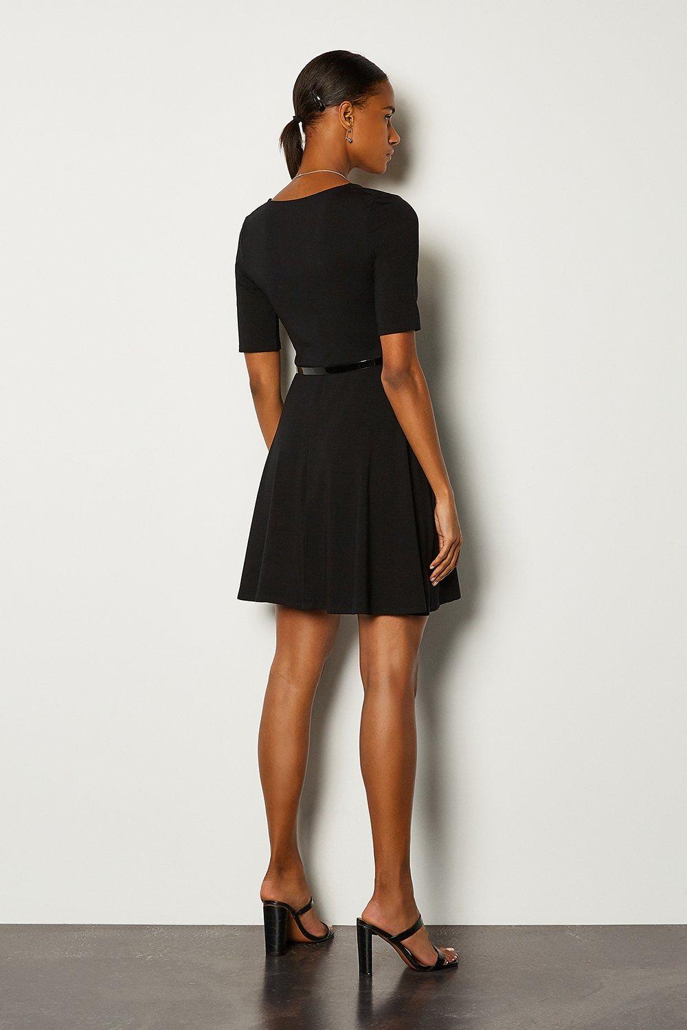 black short sleeve skater dress