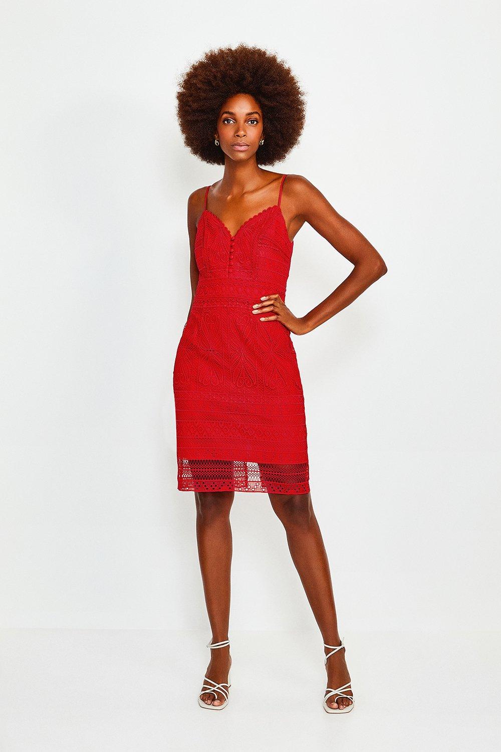 karen millen red lace dress