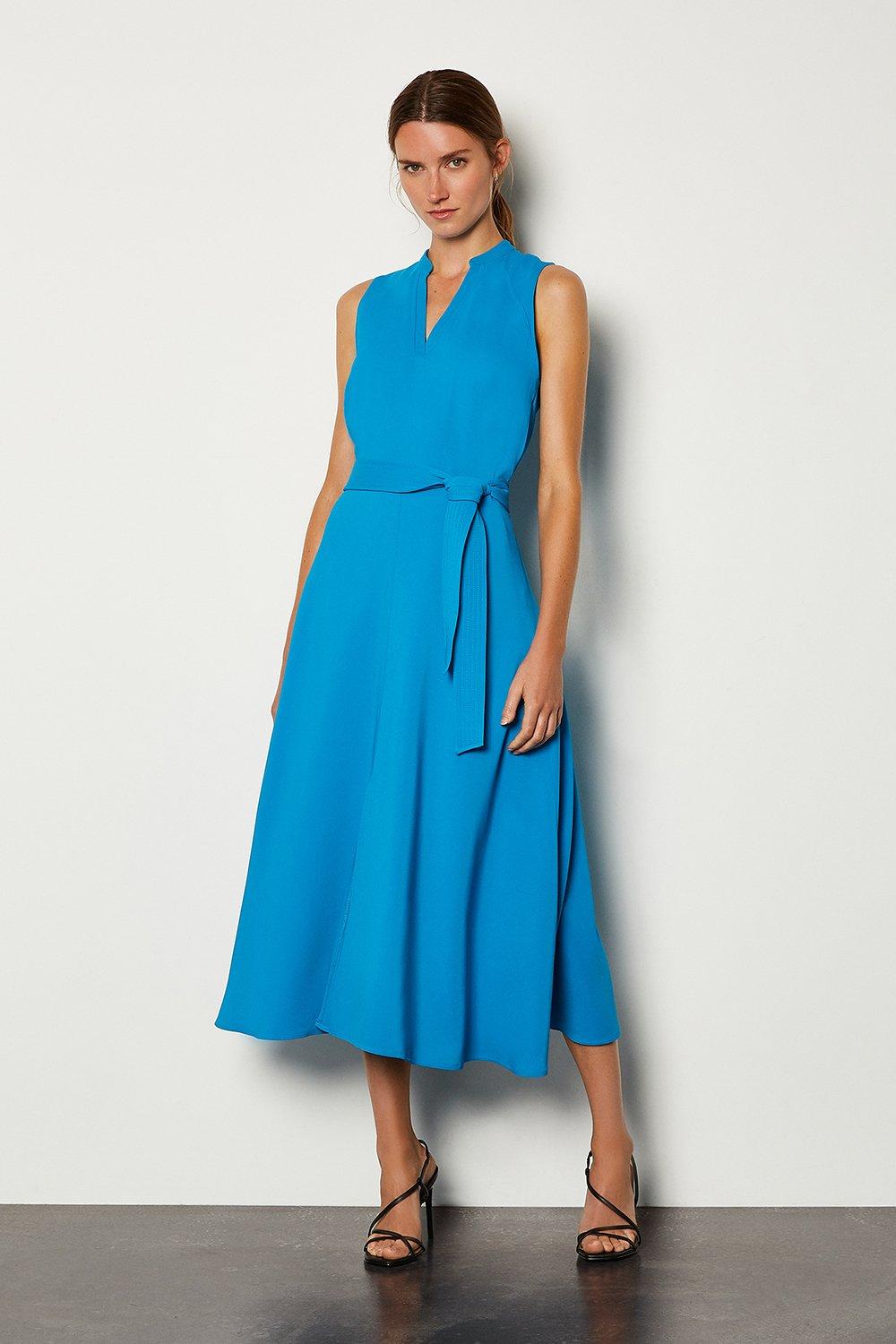 Notch Neck Soft Tie Midi Dress | Karen Millen