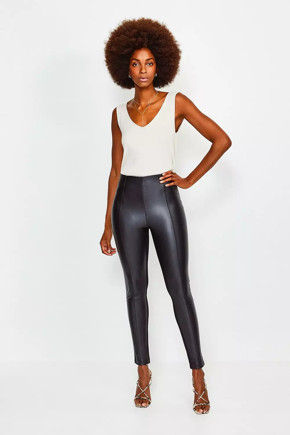 Faux Leather And Ponte Legging | Karen Millen