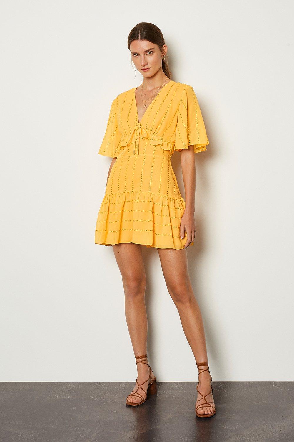 tie front ruffle dress