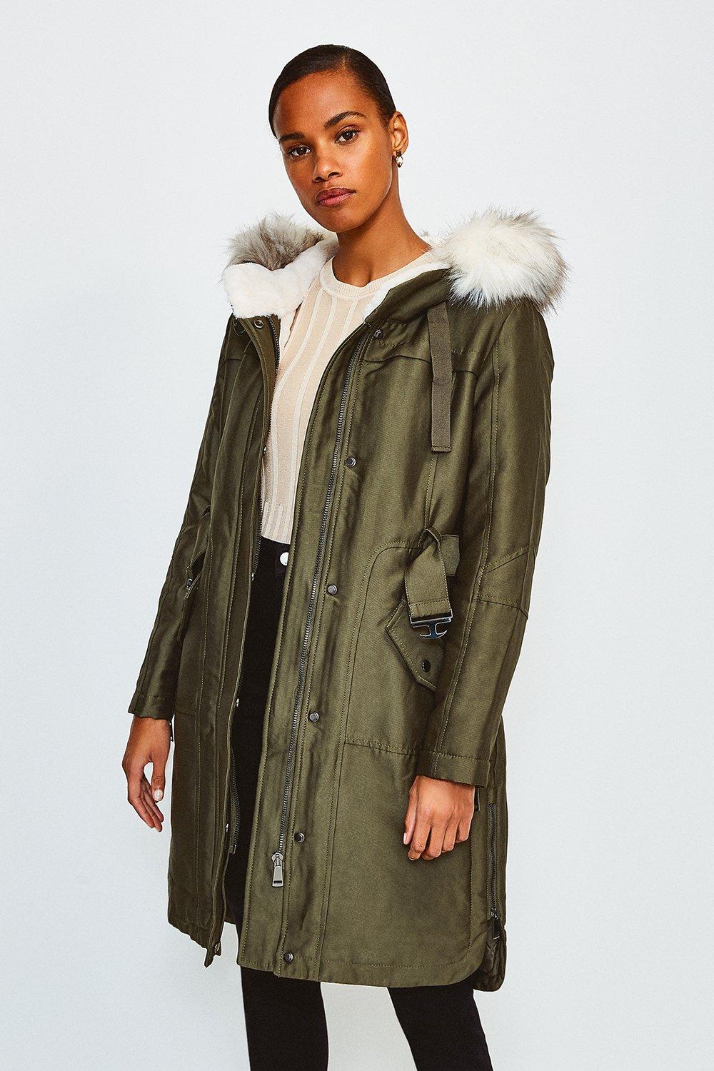 Karen millen 2025 green fur coat