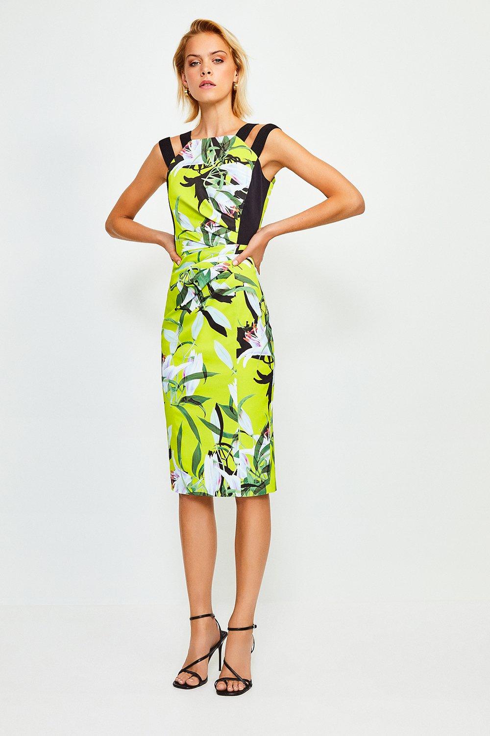 Italian Stretch Neon Lily Pencil Dress | Karen Millen