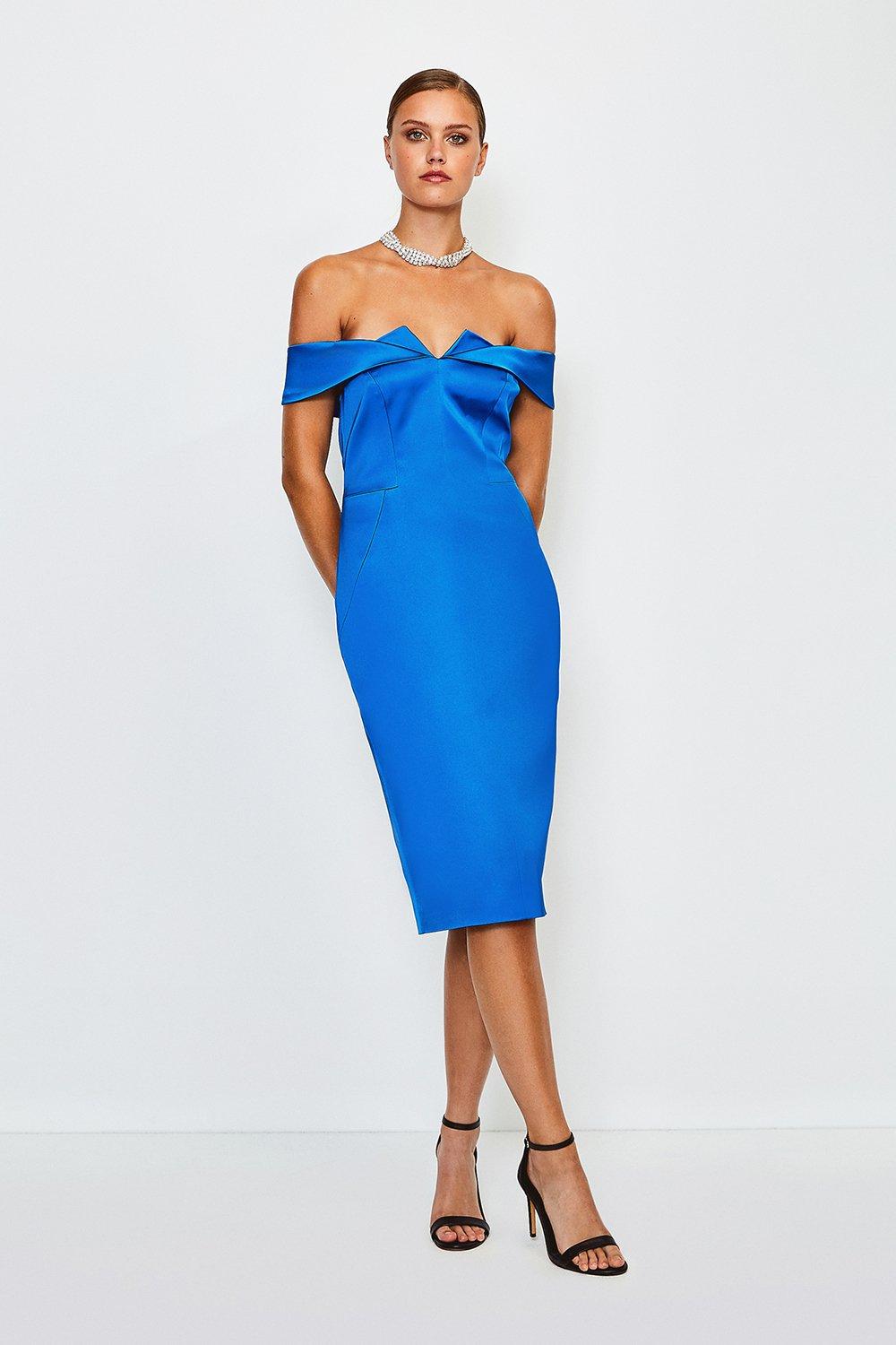 electric blue bardot dress