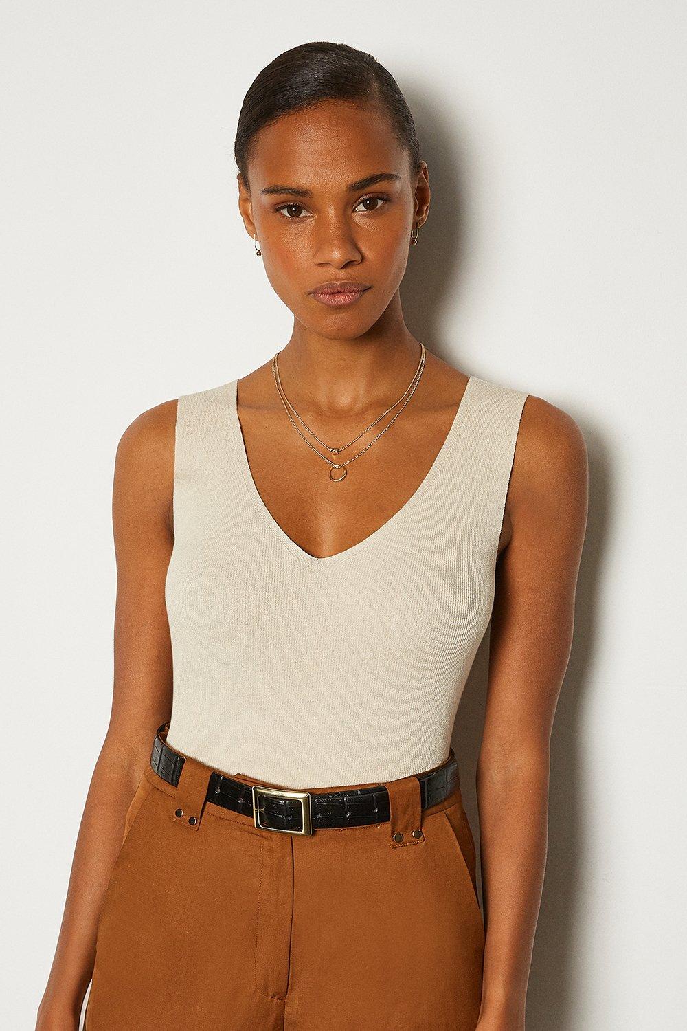 V Neck Knitted Tank Top | Karen Millen