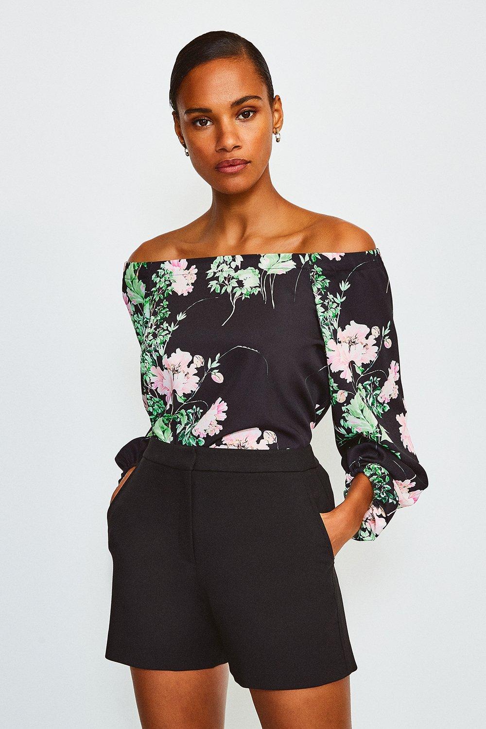 black floral bardot top