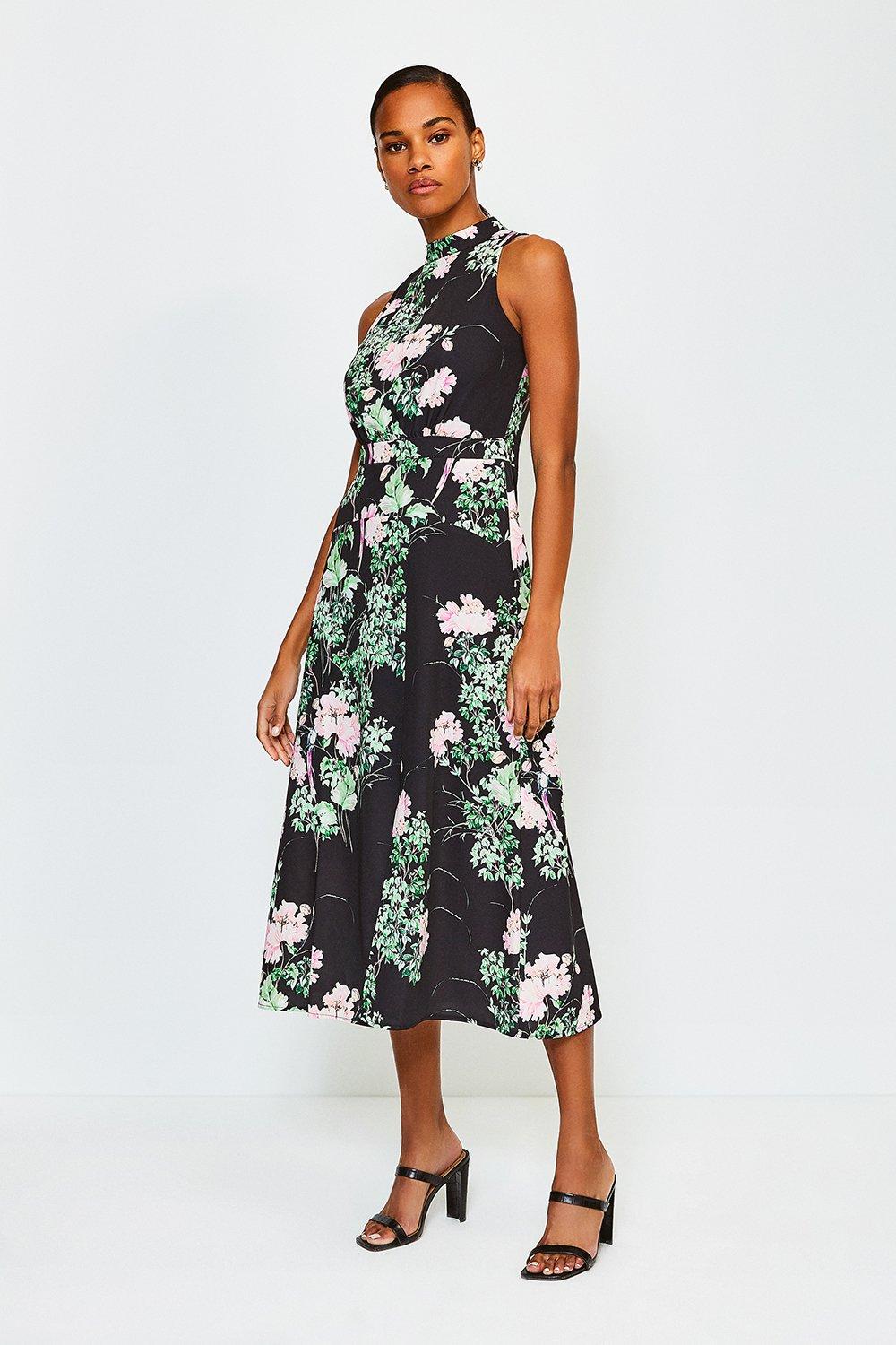 floral sleeveless midi dress