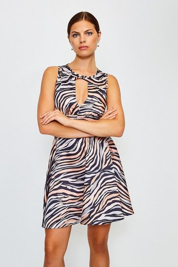 Zebra Print Sleeveless Short Dress