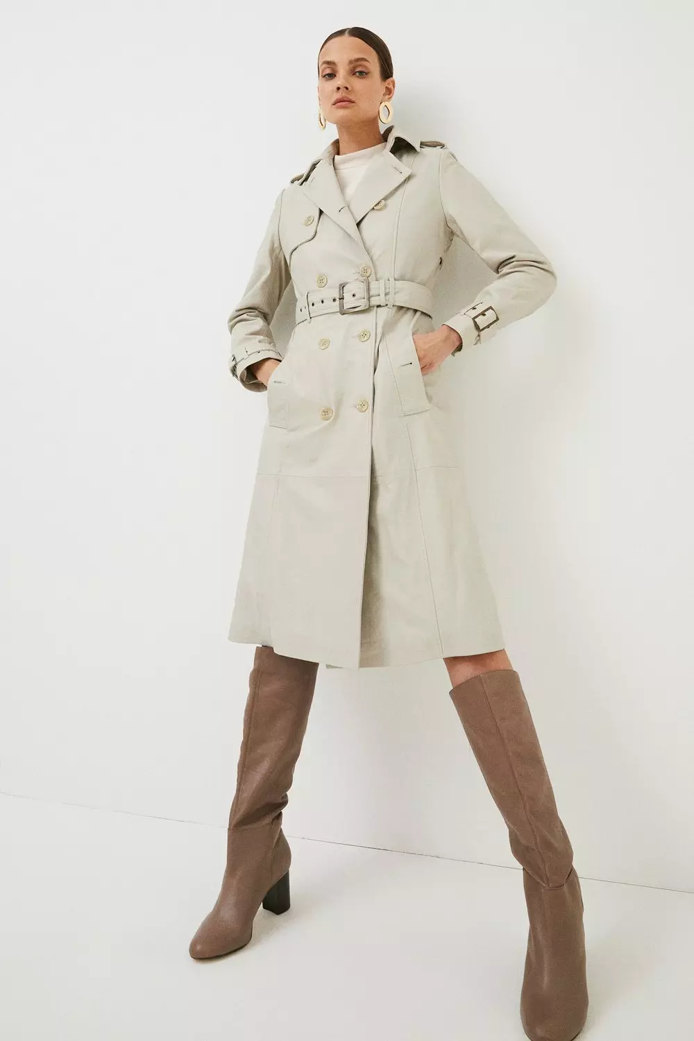 Karen millen cream leather on sale jacket