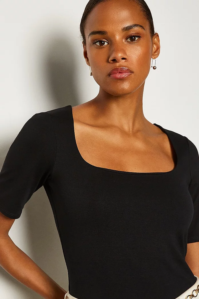 Viscose Square Neck Jersey Top