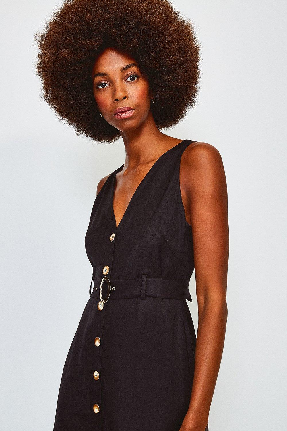 karen millen red linen dress