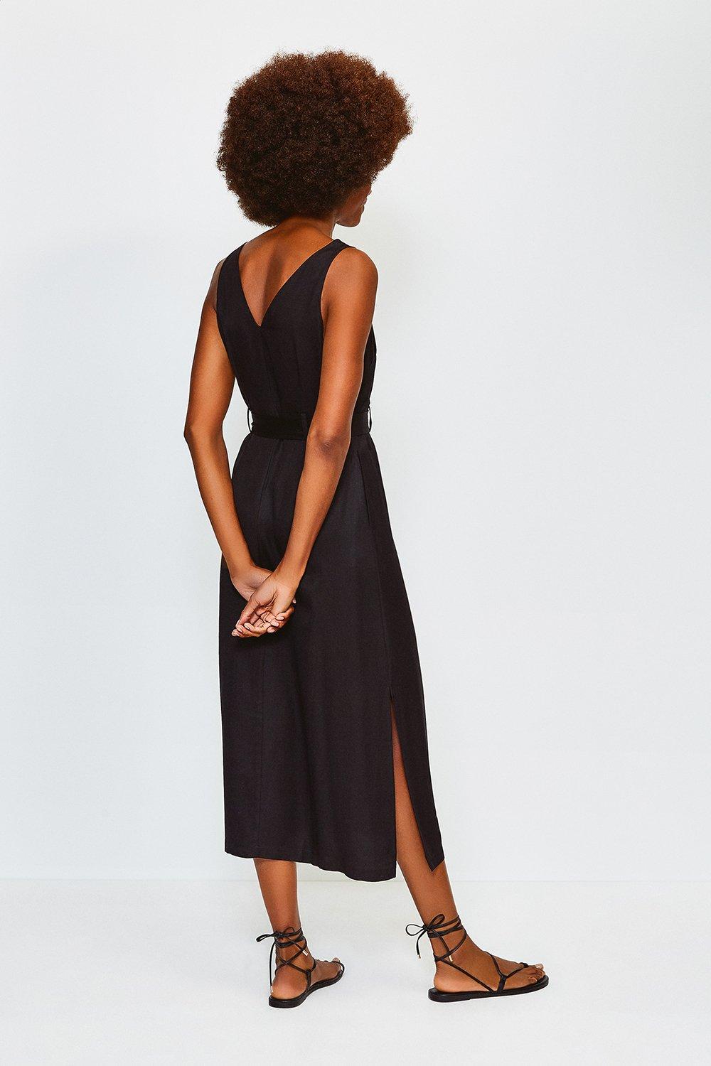 karen millen red linen dress