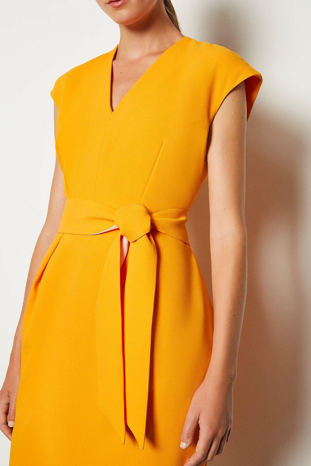 orange v neck dress