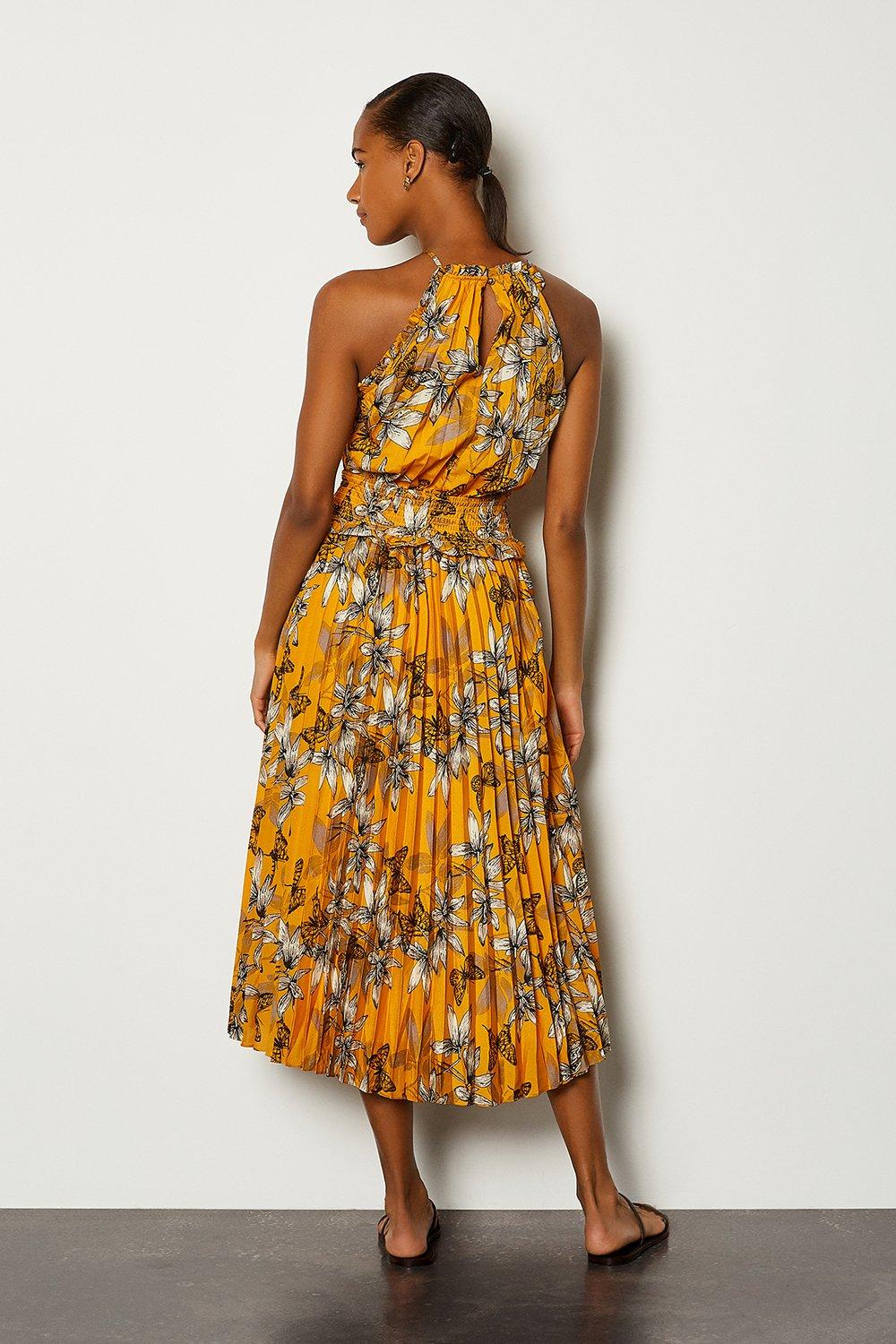 karen millen pleated floral maxi dress