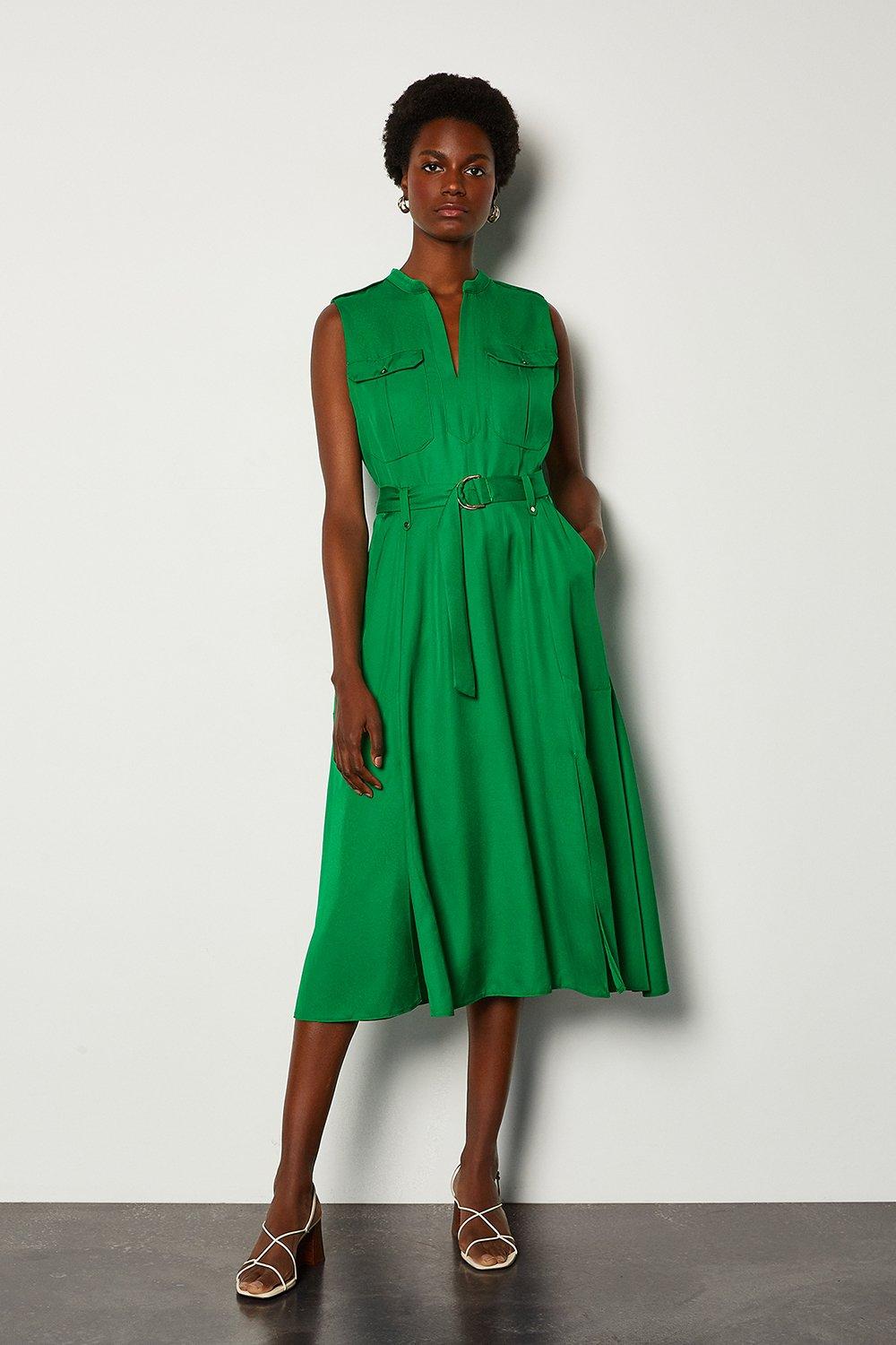 Linen Utility Sleeveless Dress | Karen 