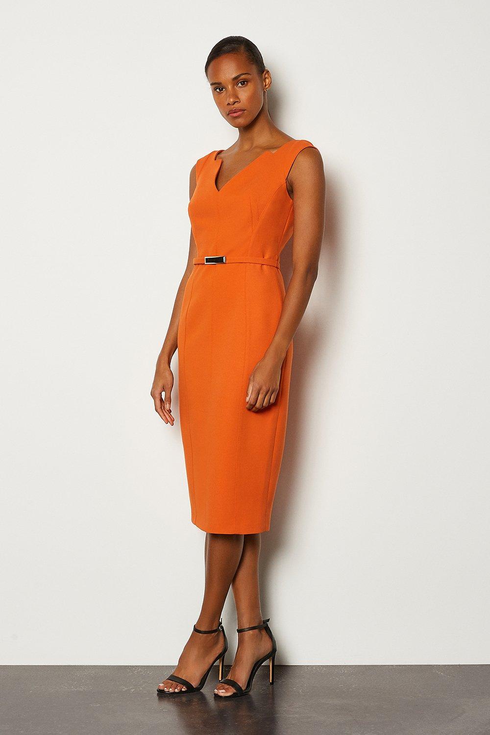 karen millen leather belt pencil dress