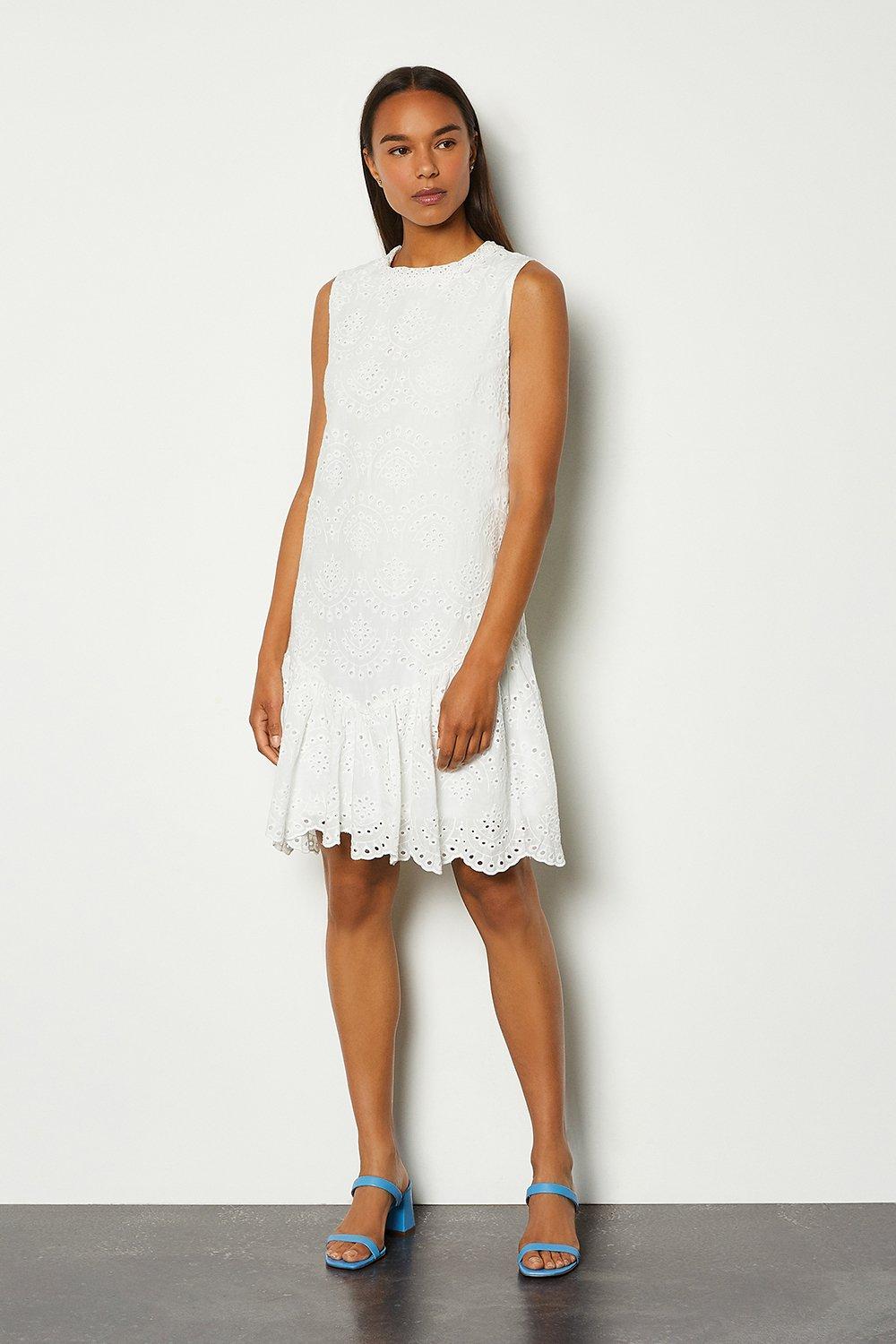 karen millen white broderie dress