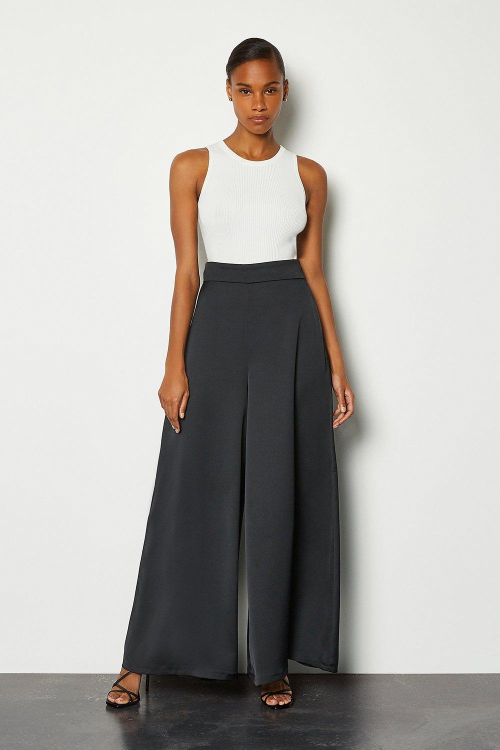 black wide leg trousers