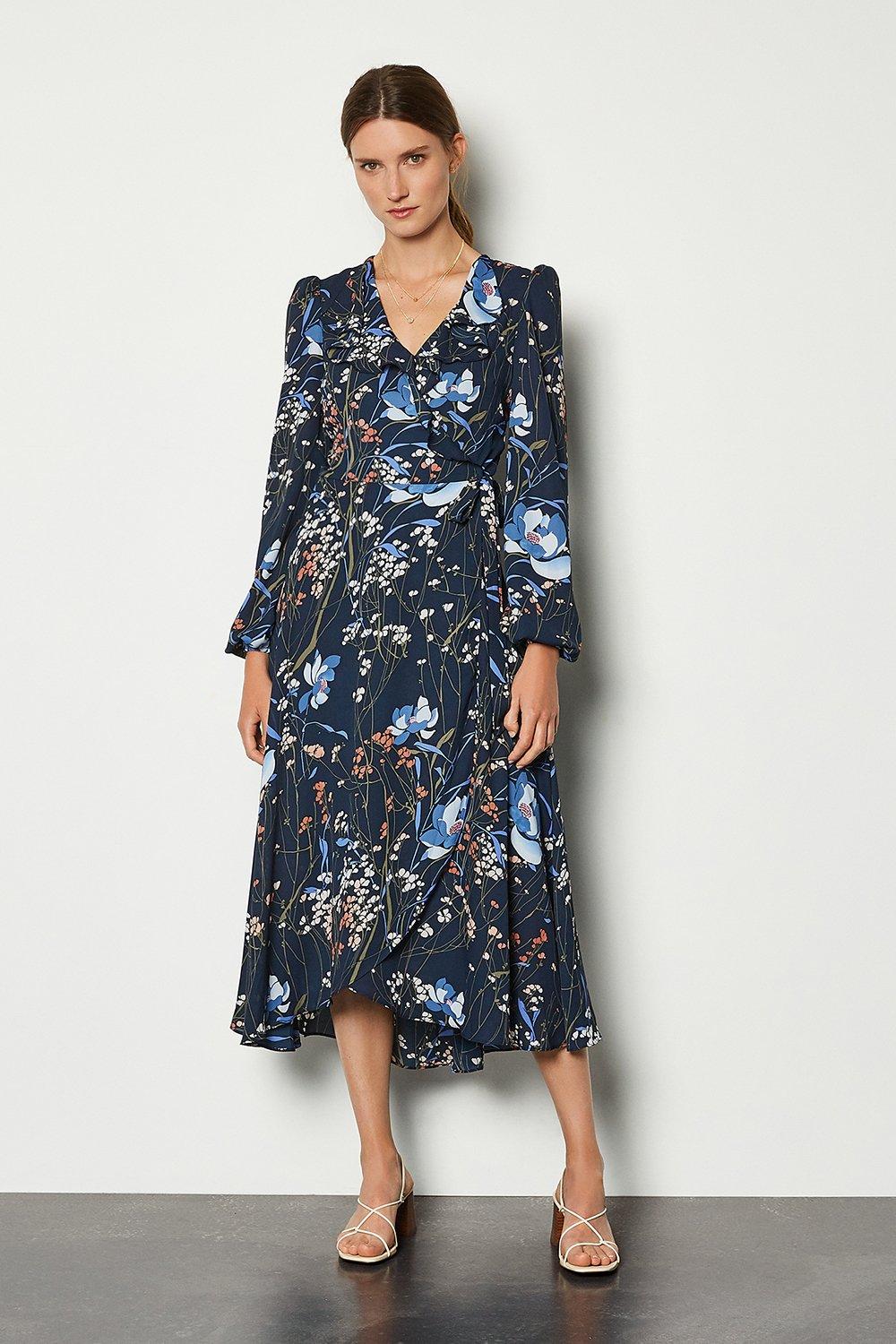 Dark Meadow Print Long Dress | Karen Millen