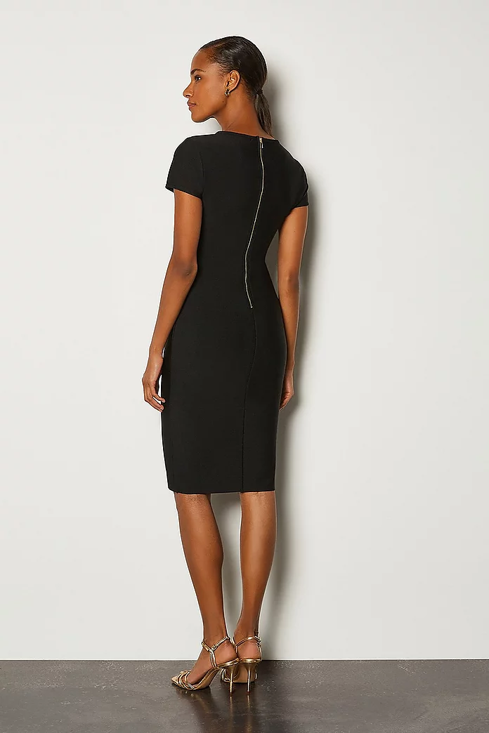 Cap Sleeve Military Button Knitted Dress