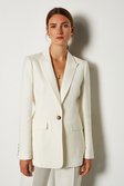 Cream Linen Blend Single Breast Jacket