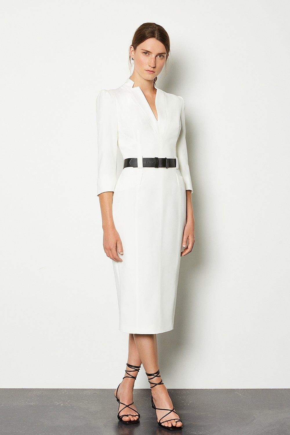 karen millen wrap effect dress ivory