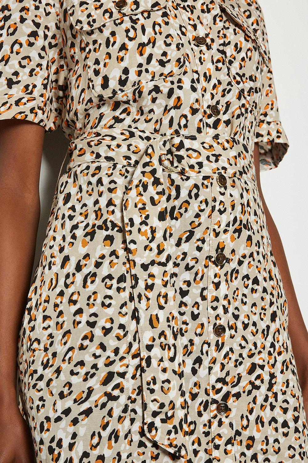 karen millen leopard print shirt dress