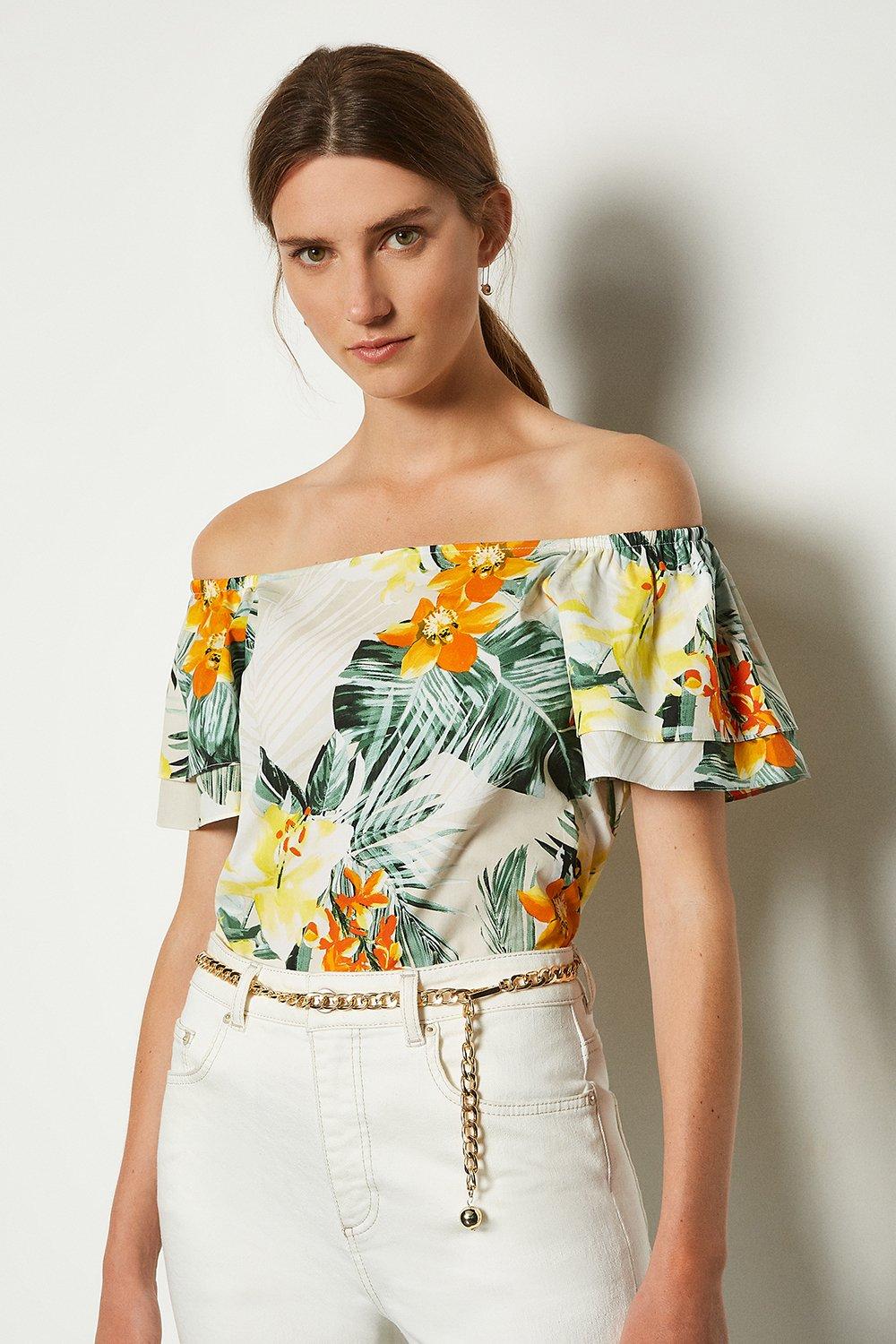 yellow floral bardot top