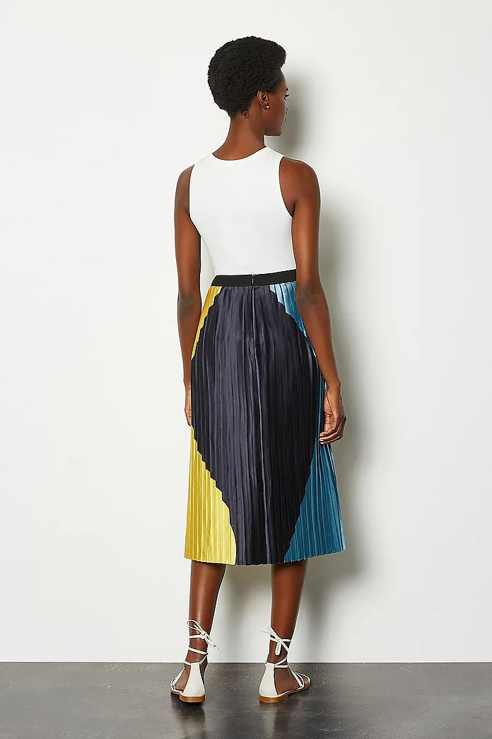 Ter ere van Brochure paneel Color Block Pleat Midi Skirt | Karen Millen