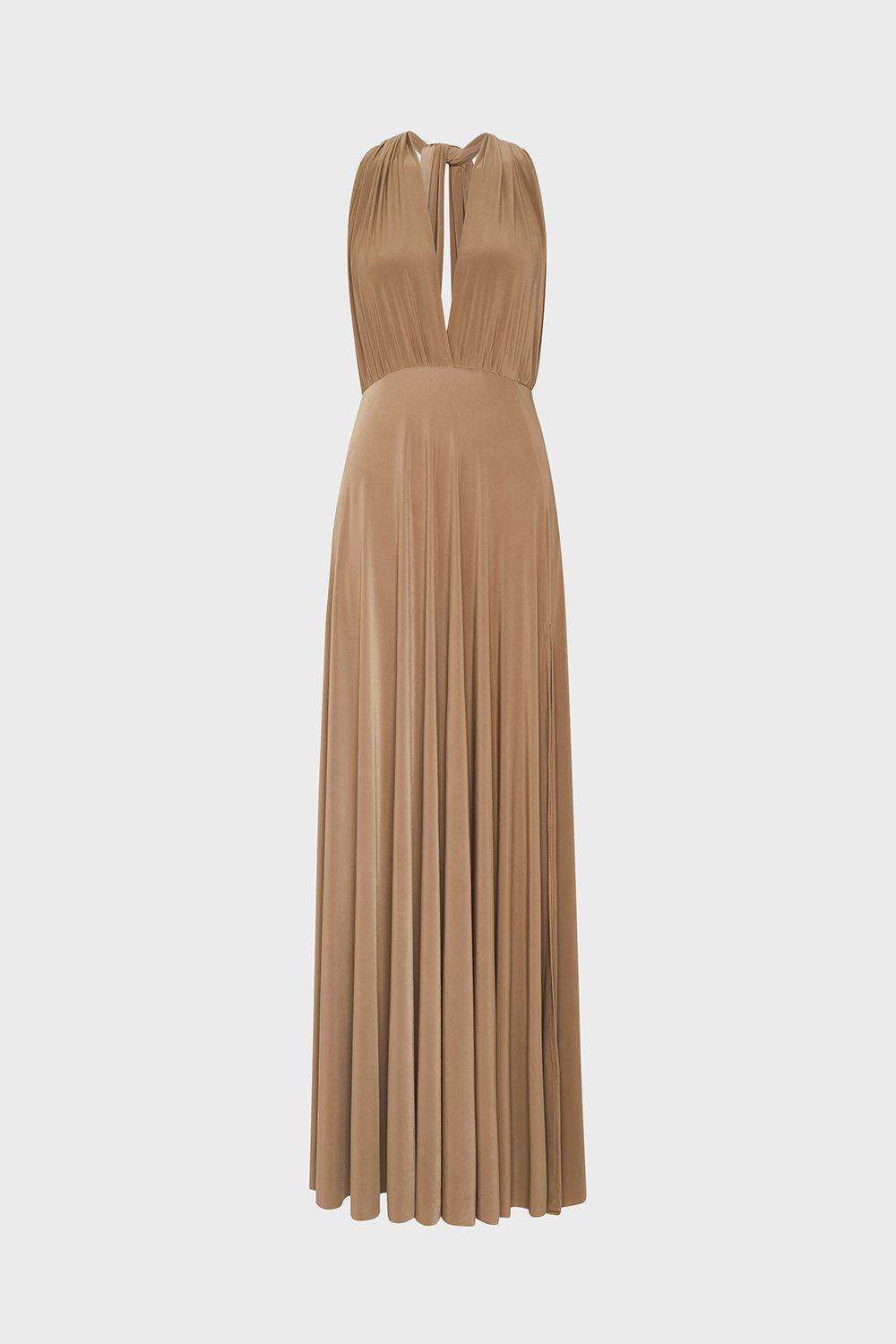 khaki jersey maxi dress