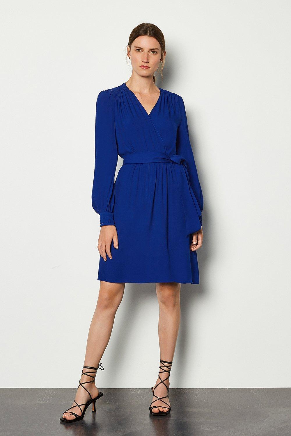 long sleeve cobalt blue dress