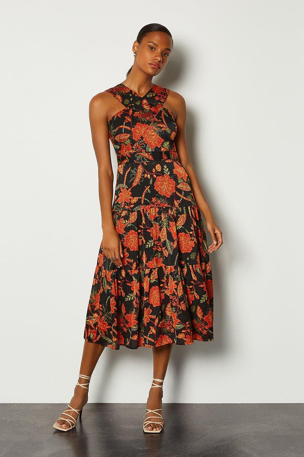 floral halter midi dress