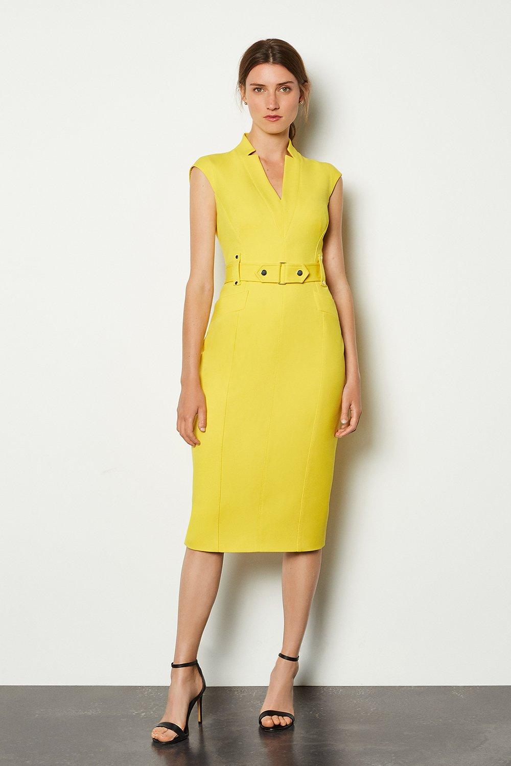 yellow cap sleeve dress