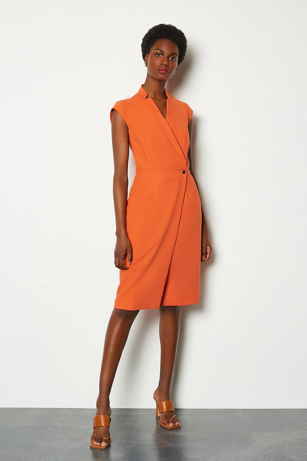 karen millen orange midi dress