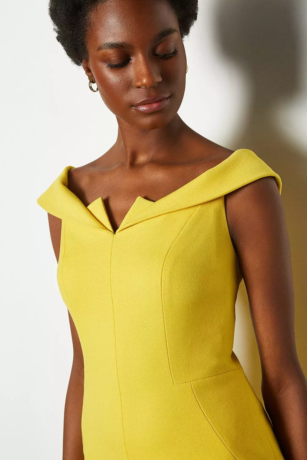 River island store yellow bardot dress