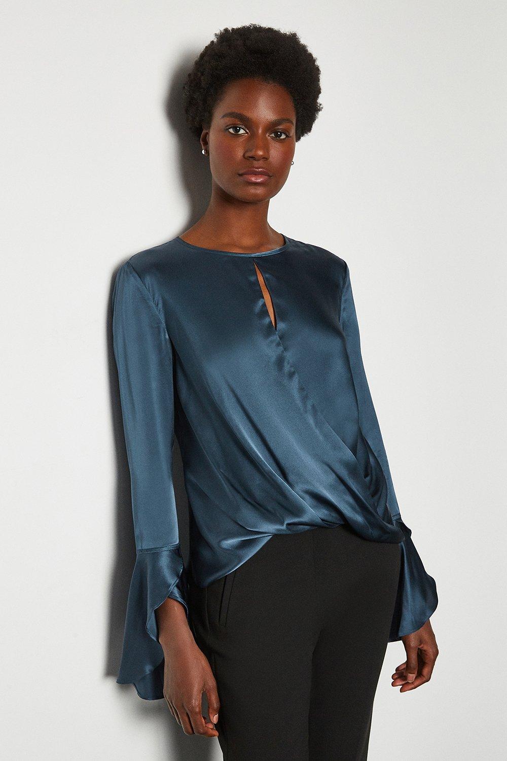 satin grey blouse