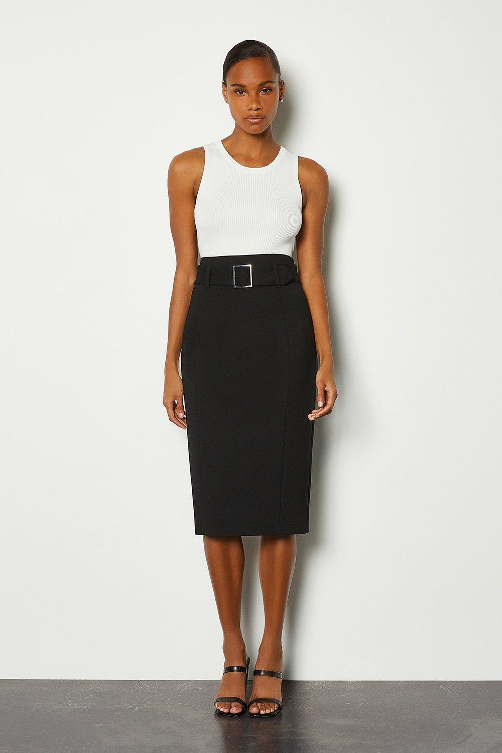 Ponte Belted Pencil Skirt | Karen Millen