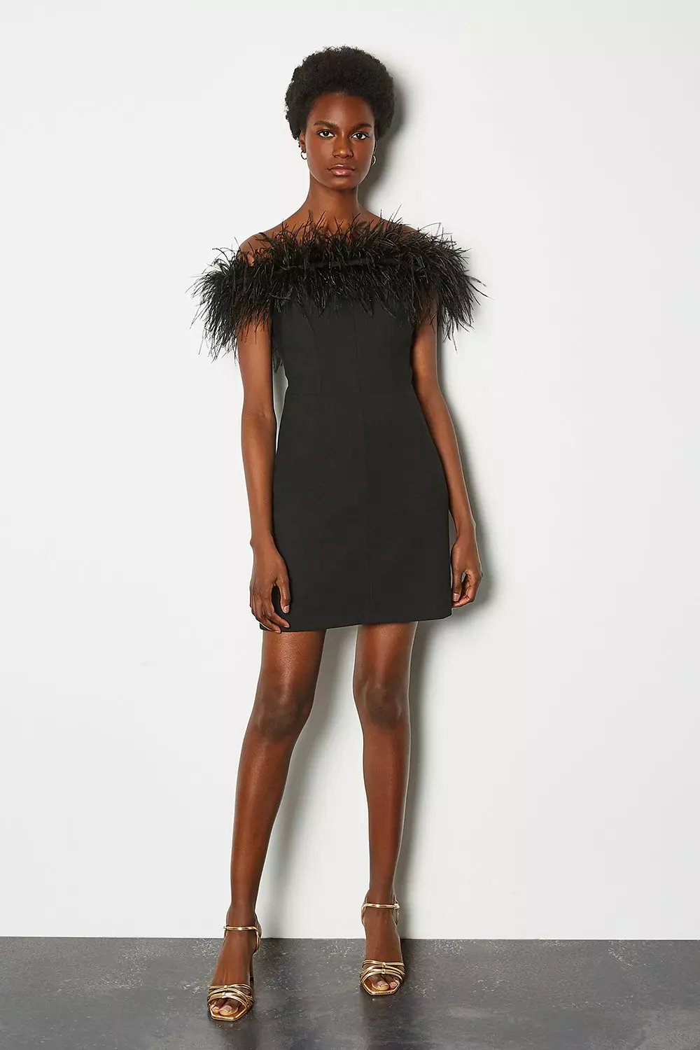 Feather Bardot Dress | Karen Millen