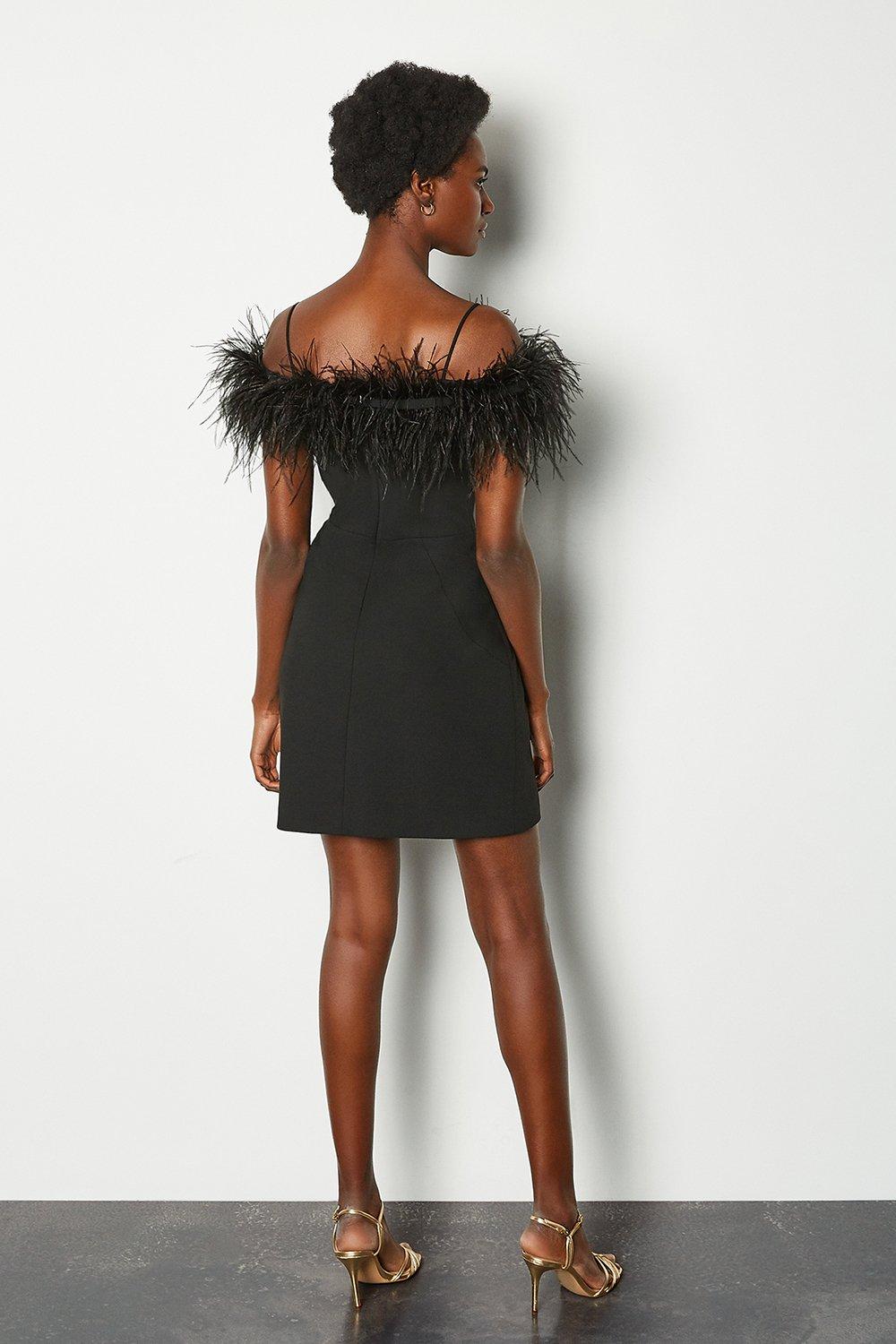 feather bardot dress