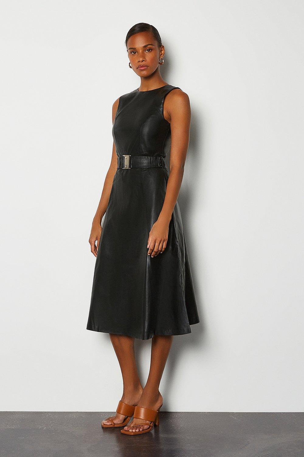 leather a line dress