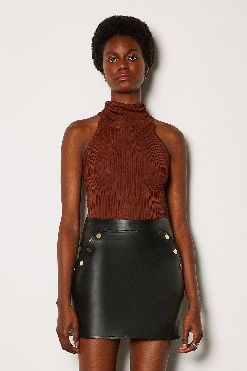 karen millen leather mini skirt