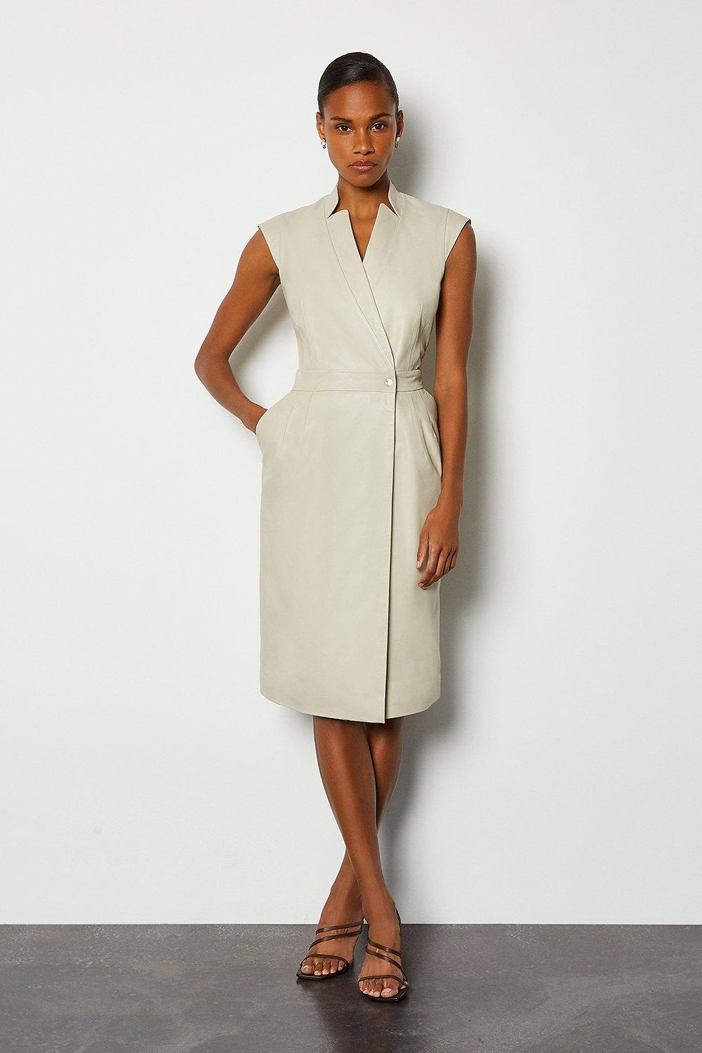 karen millen wrap effect dress ivory