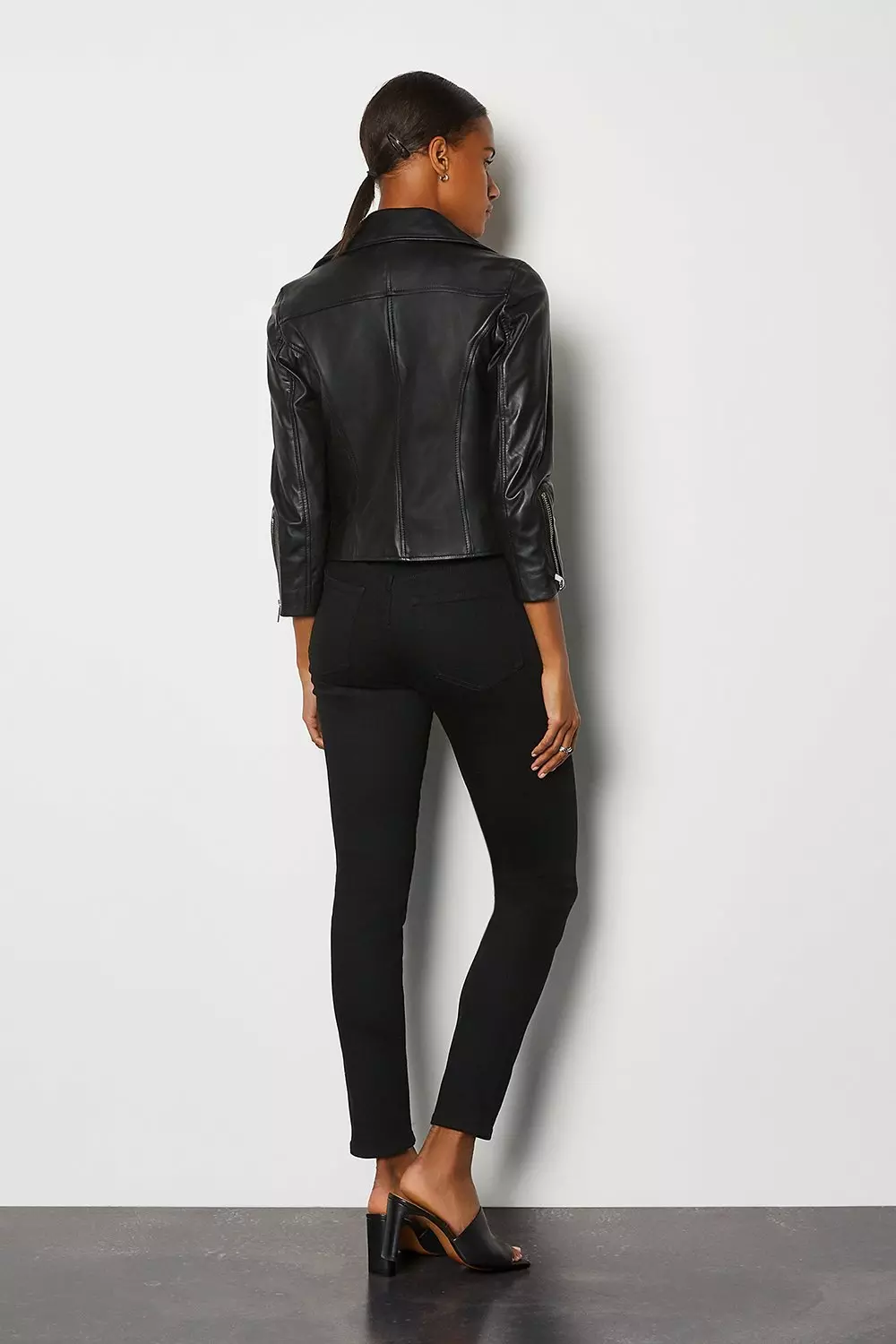 Leather Asymmetric Zip Detail Moto Jacket