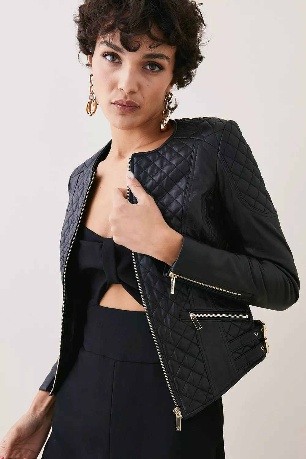 BRENDA QUILTED FAUX LEATHER JACKET