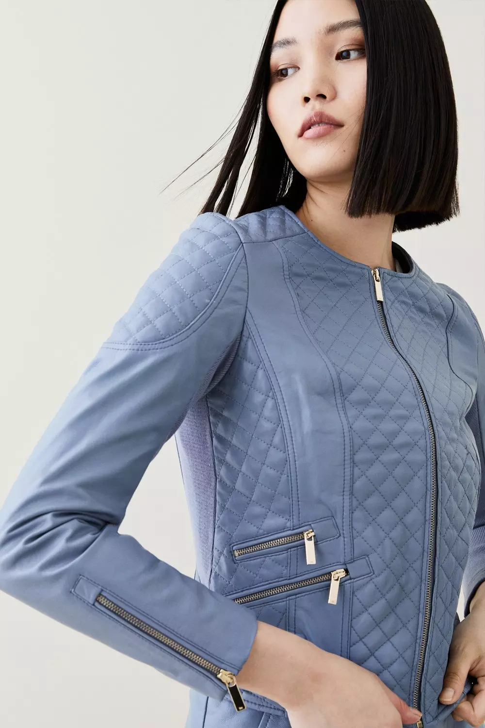 Karen millen clearance blue leather jacket