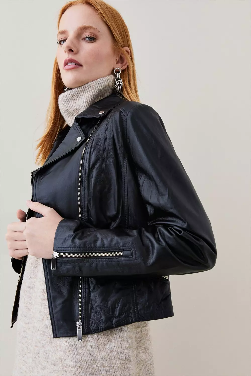 Karen millen online leather jacket