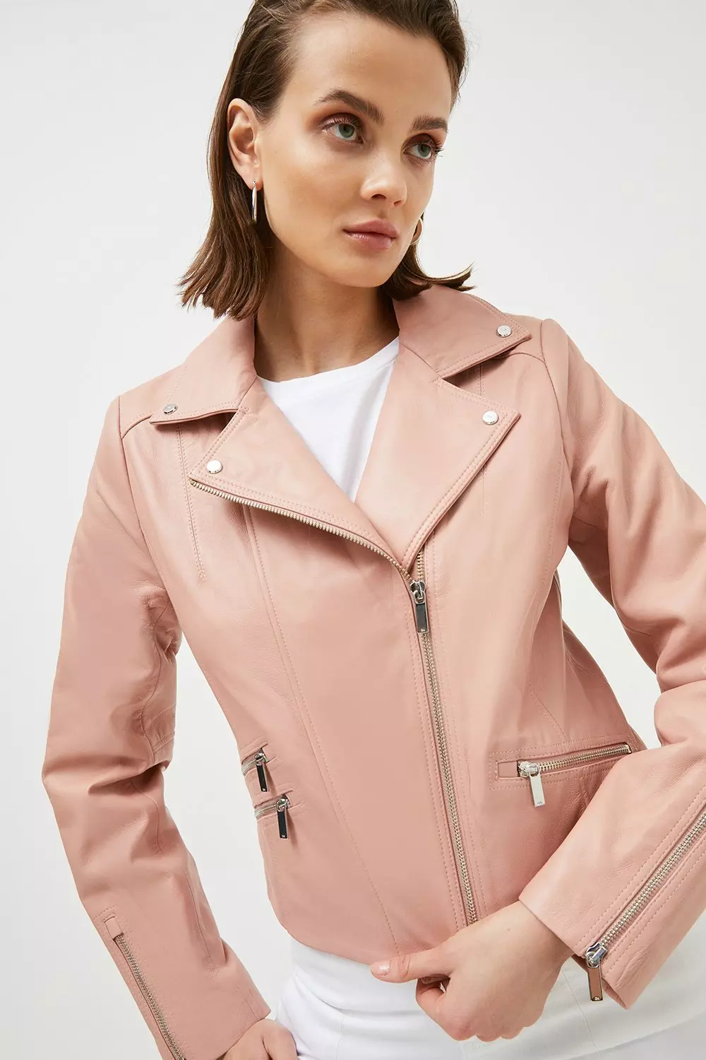 Karen millen sale pink leather jacket