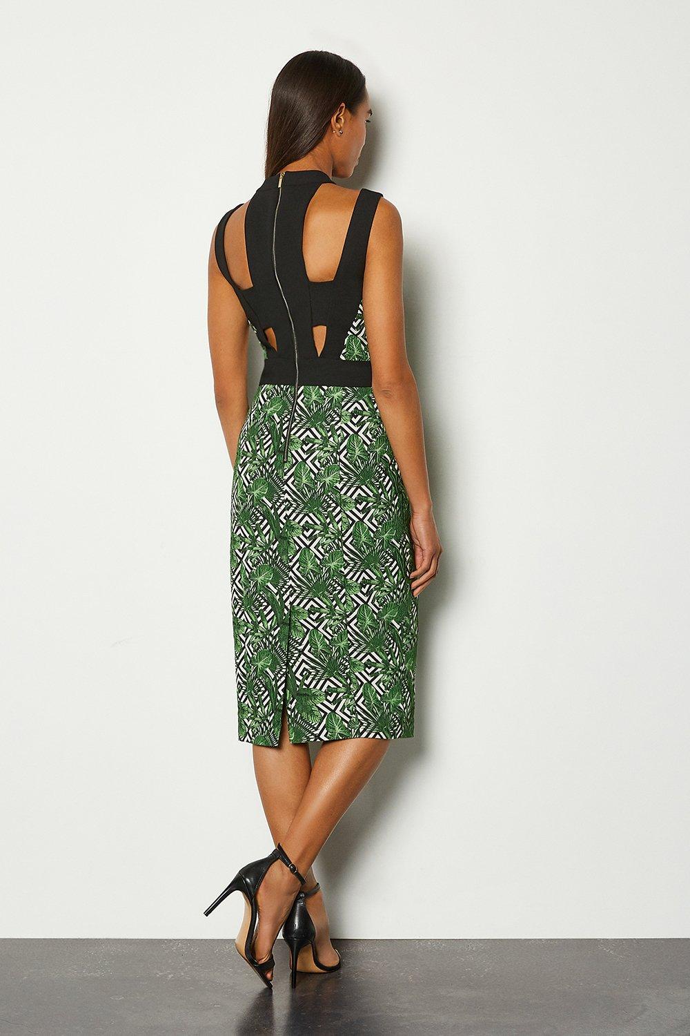 louren flower jacquard pencil dress | veganutris.com.br