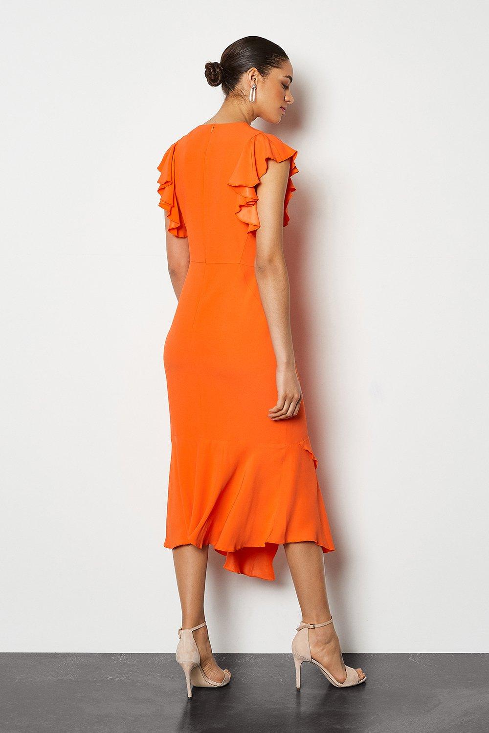 karen millen orange midi dress